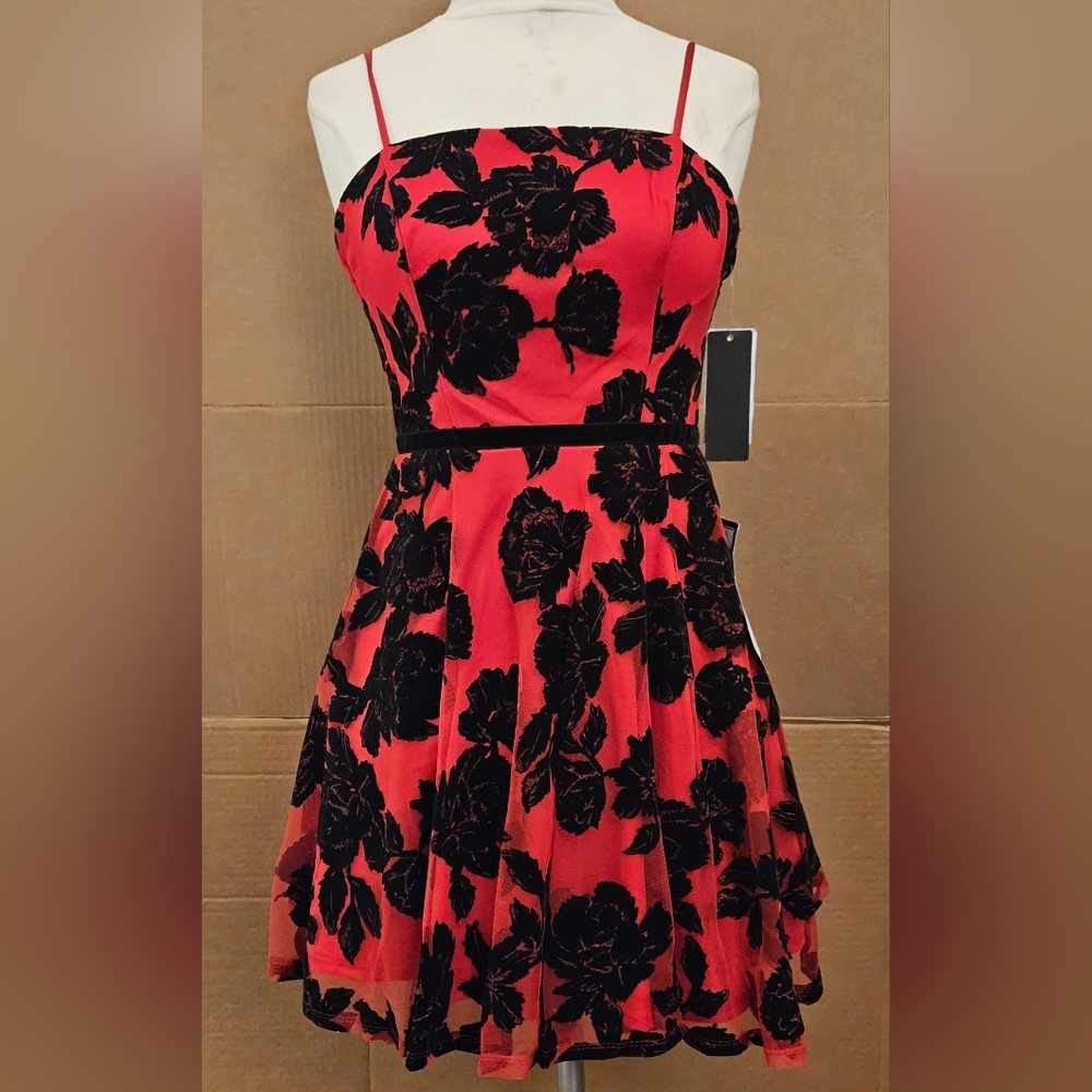 City Studio Juniors Black & Red A-Line Dress